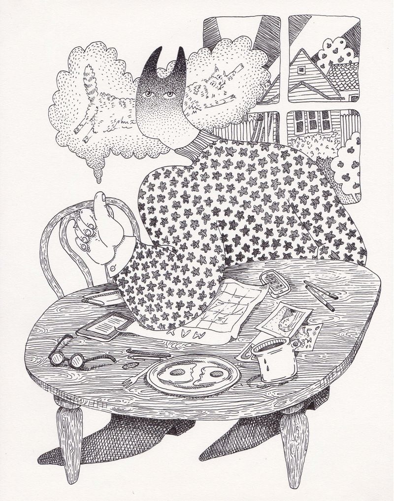Ink on paper, 9"x12"